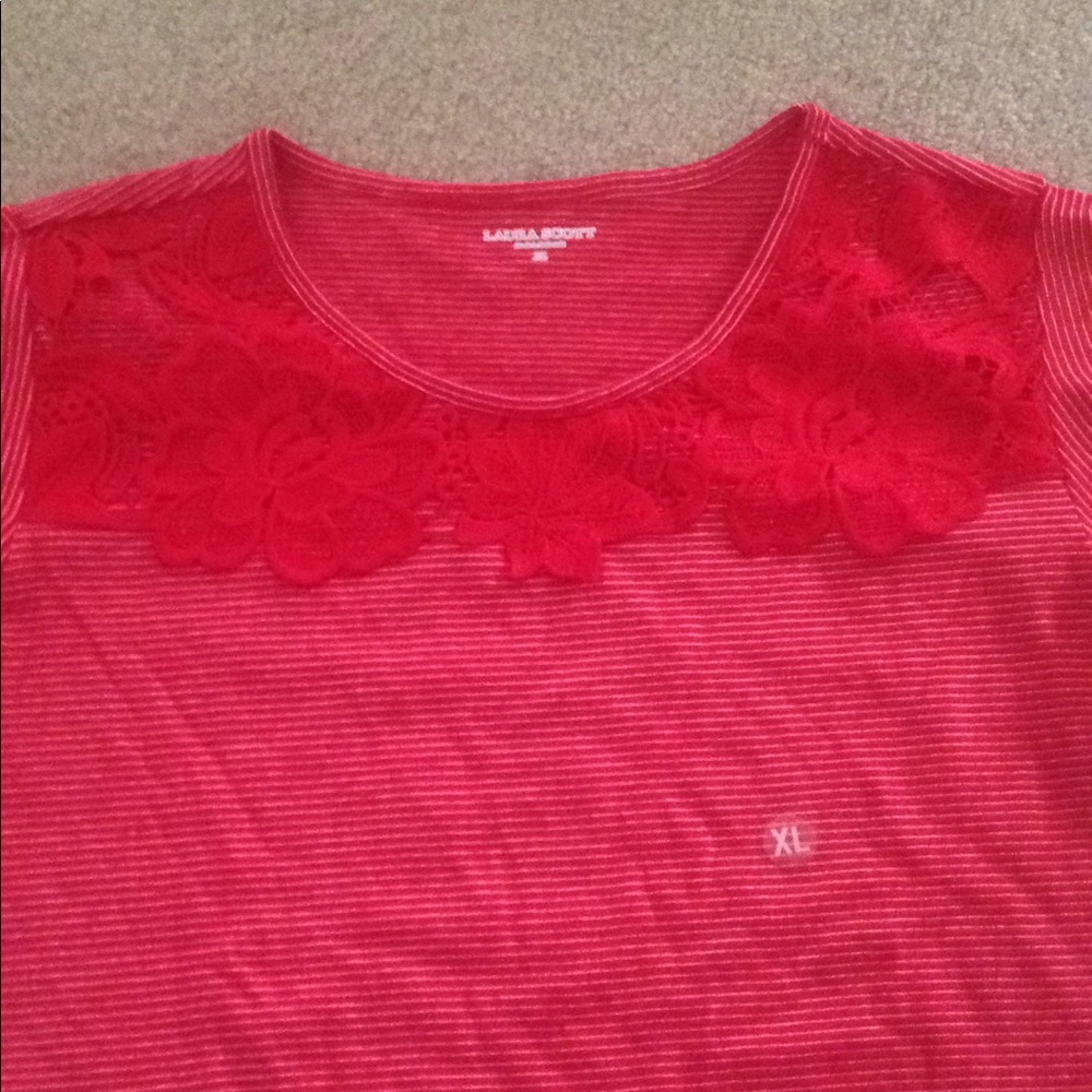 Flutter Sleeve Top With Lace, Size Xl - image 2